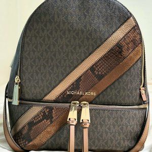 Michael Kors Signature Rhea Zip Medium Leather Backpack
